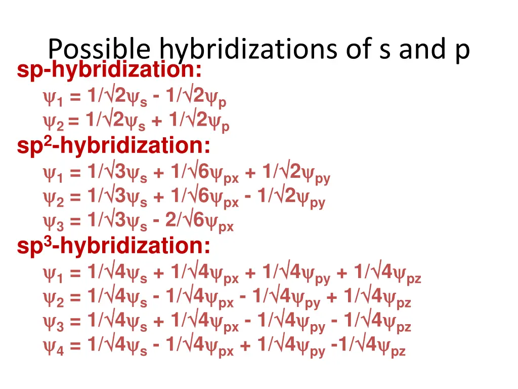 possible hybridizations