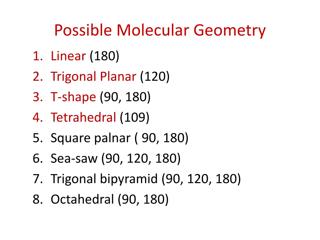 possible molecular geometry