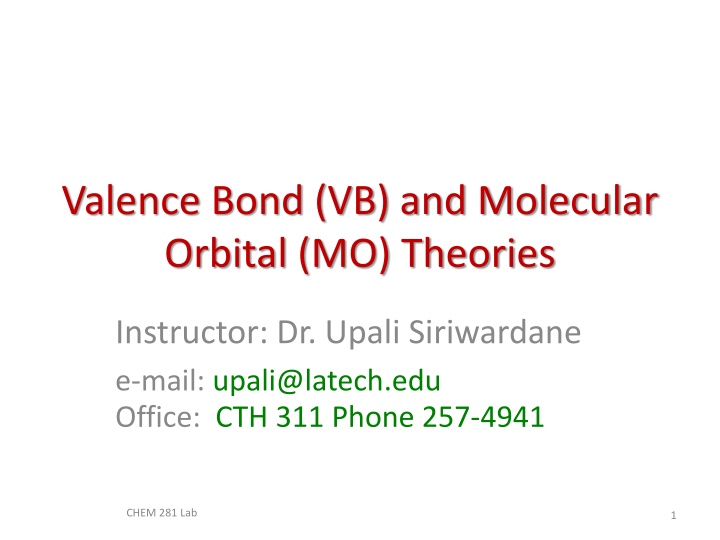 valence bond vb and molecular orbital mo theories