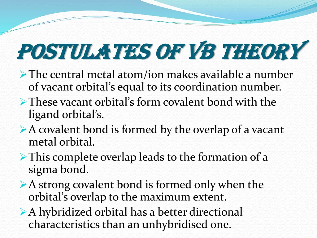 postulates of vb theory postulates of vb theory