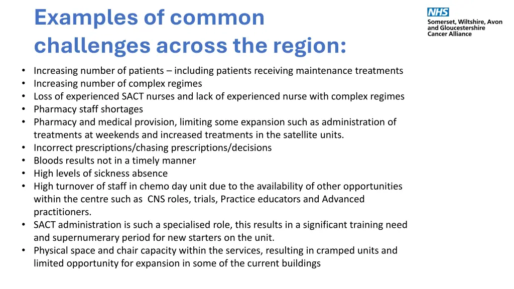 examples of common challenges across the region