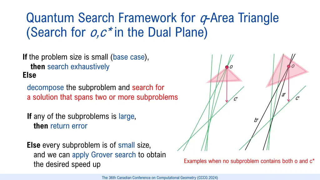 quantum search framework for q area triangle