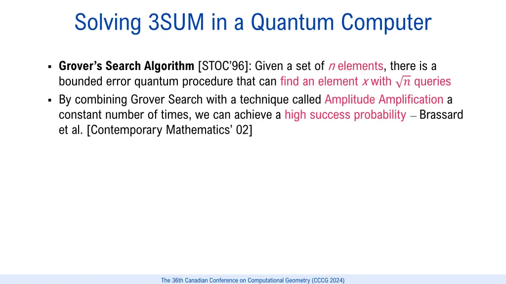 solving 3sum in a quantum computer