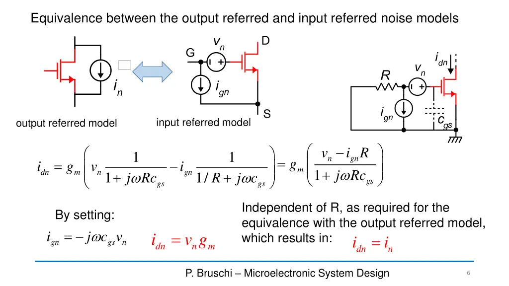 equivalence between the output referred and input