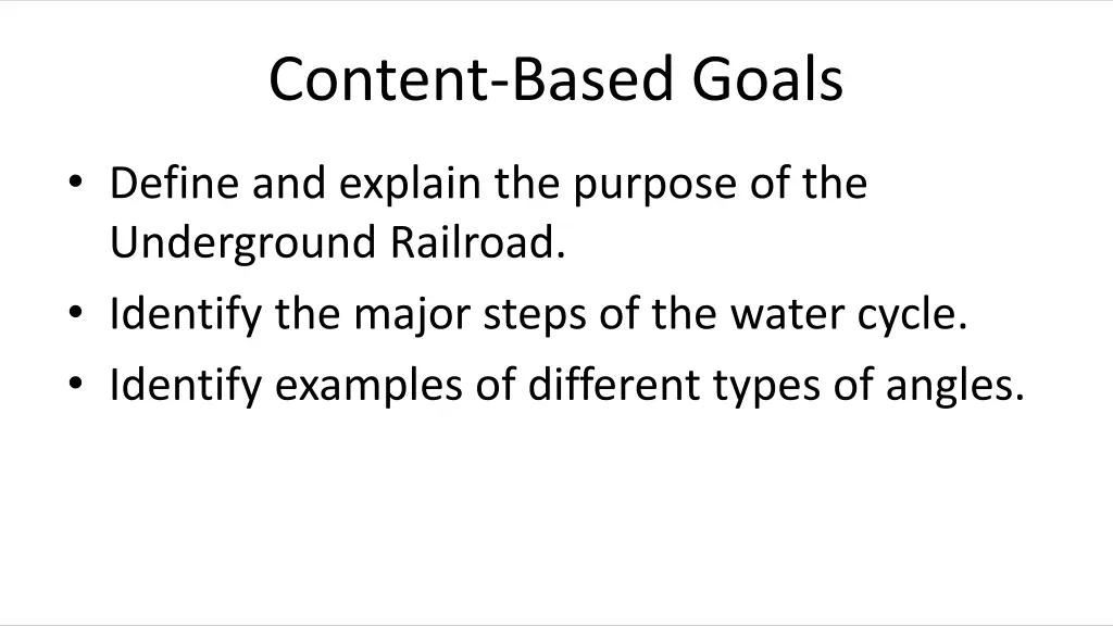 content based goals