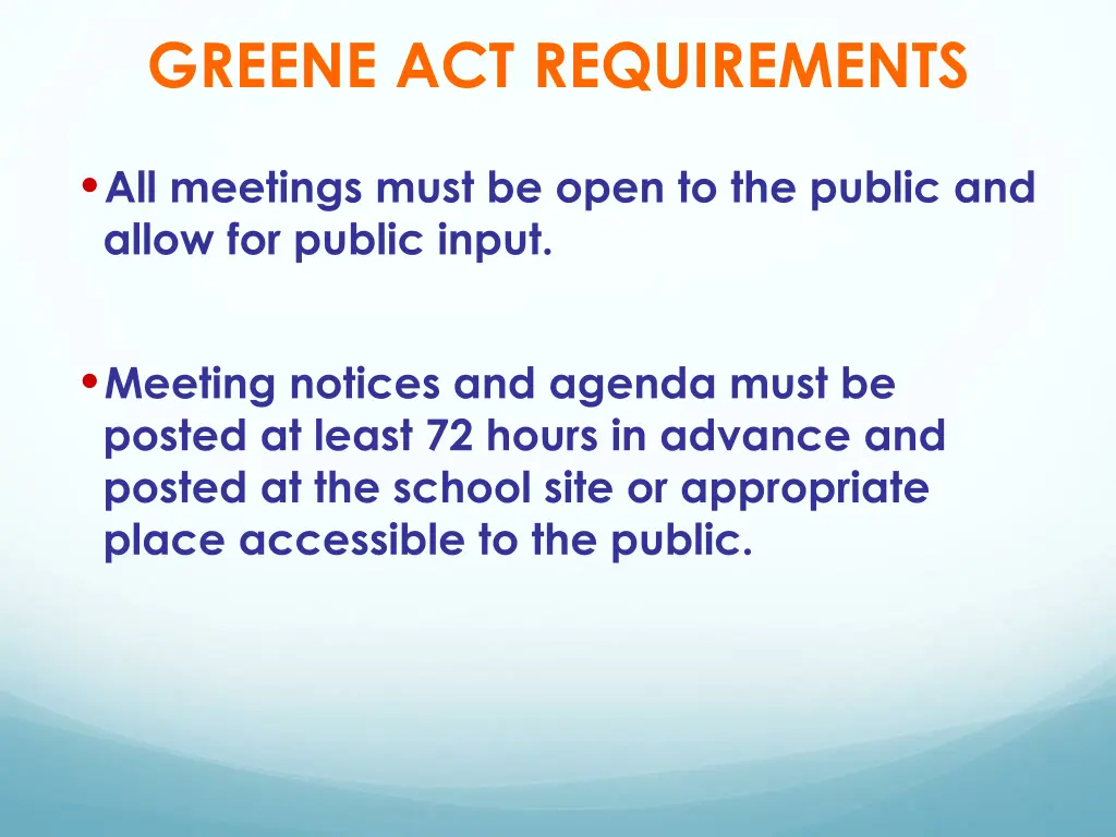 greene act requirements