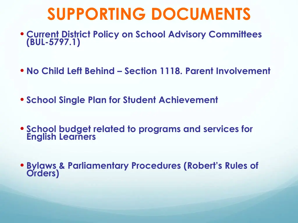 supporting documents current district policy