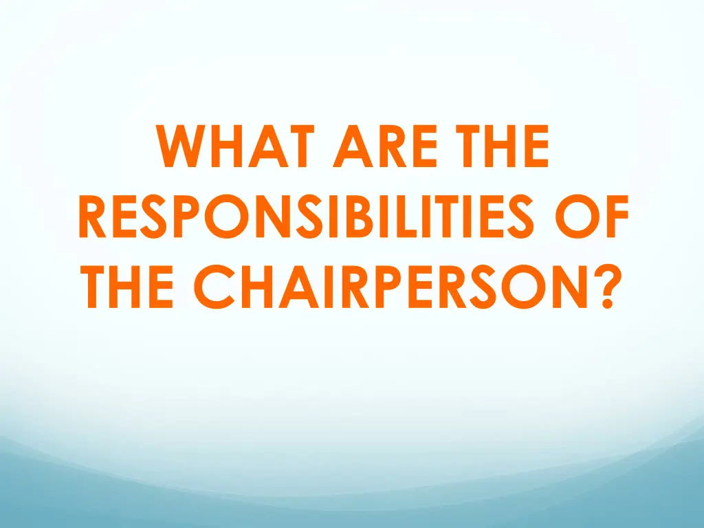 what are the responsibilities of the chairperson