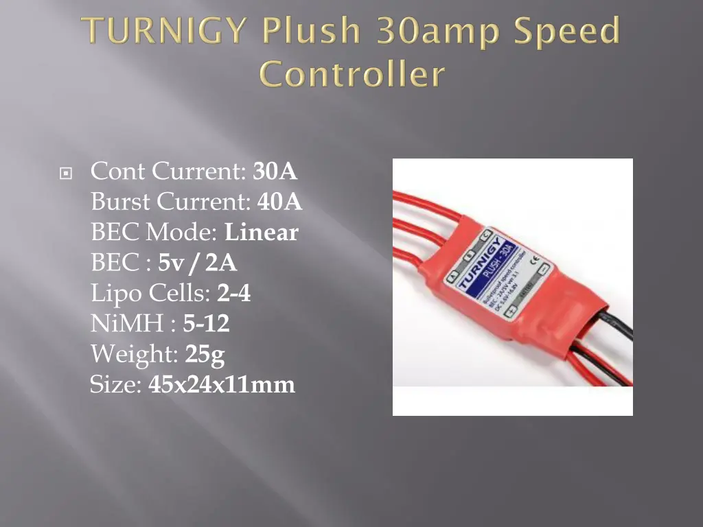 cont current 30a burst current 40a bec mode