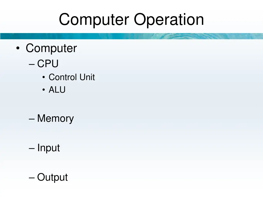 computer operation