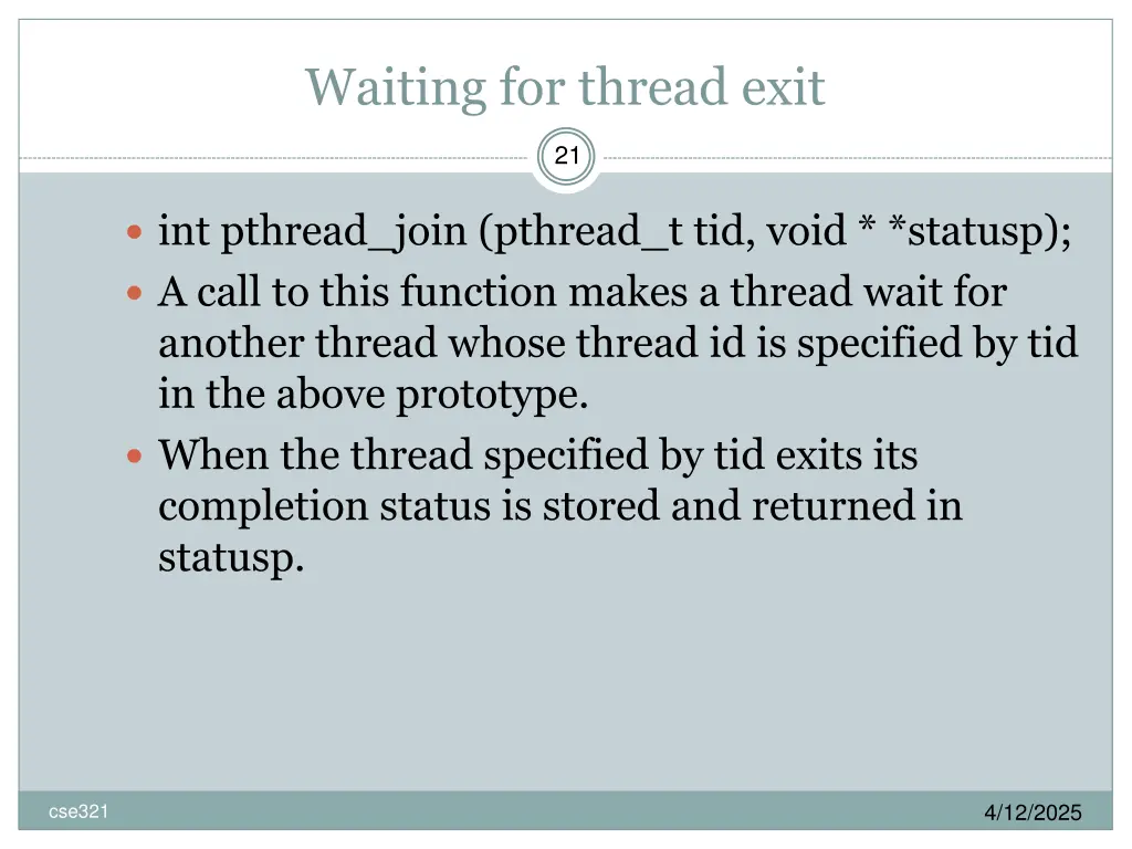 waiting for thread exit