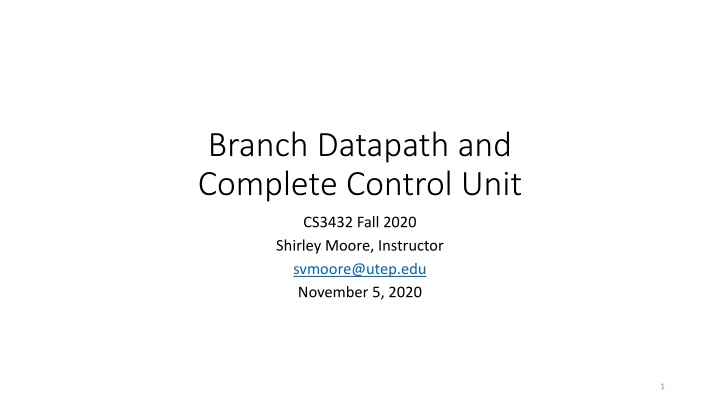 branch datapath and complete control unit