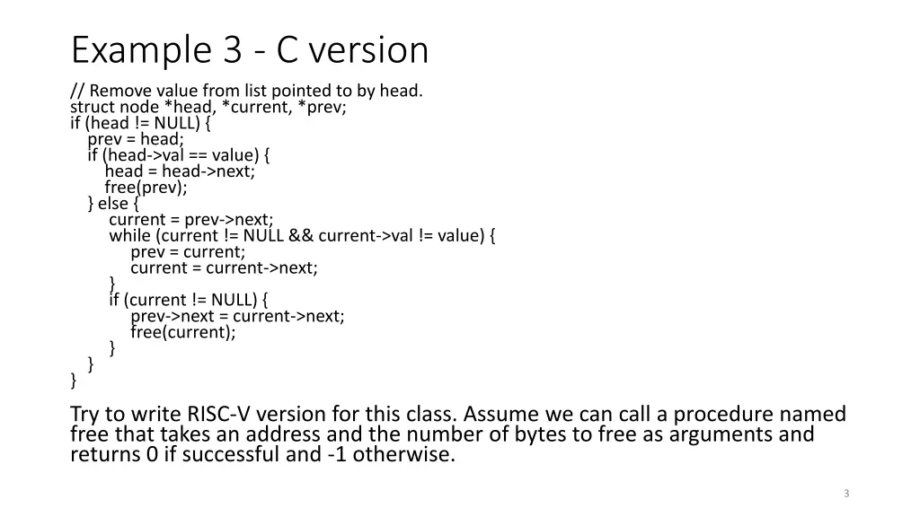 example 3 c version remove value from list