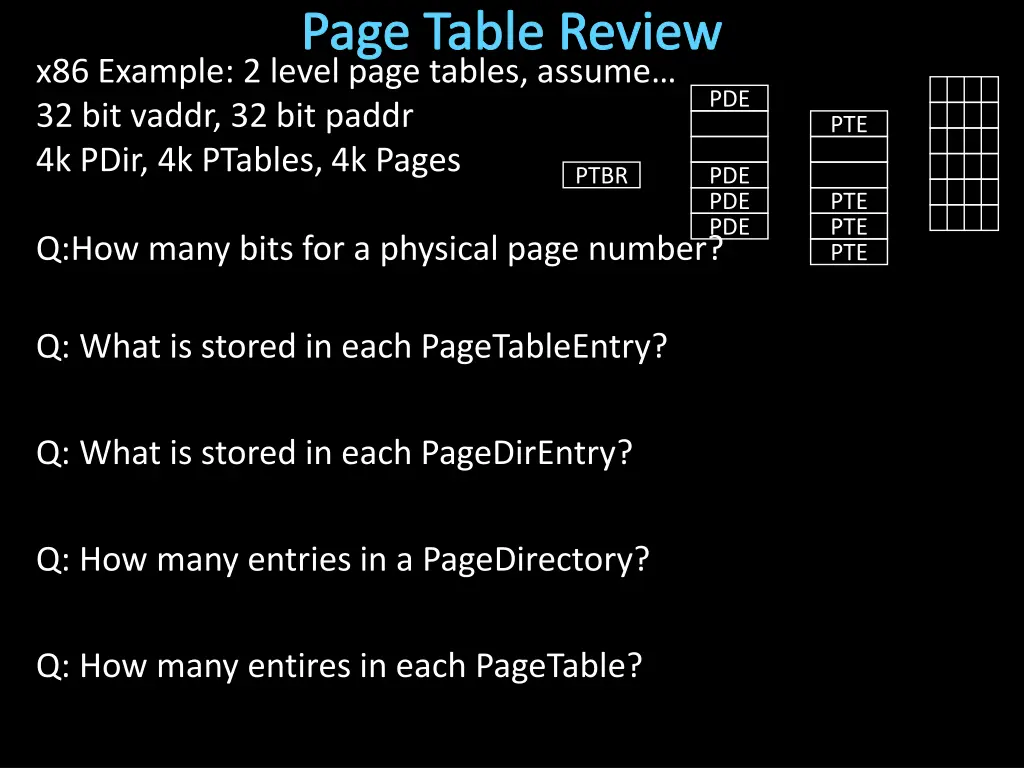 page table review