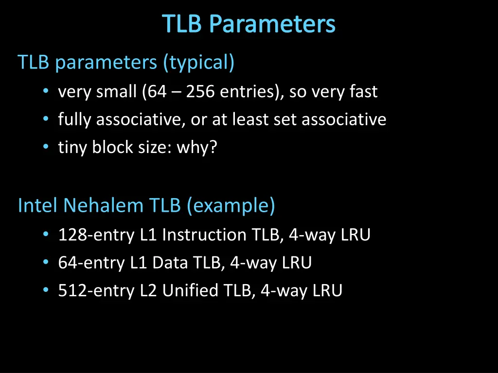 tlb parameters