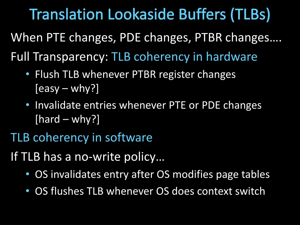 translation lookaside buffers tlbs