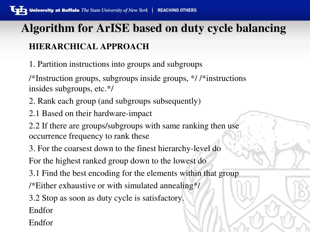 algorithm for arise based on duty cycle balancing 1