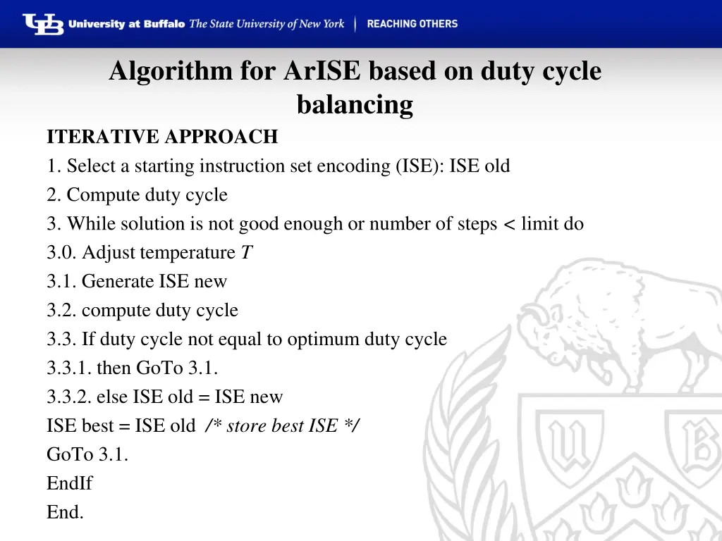 algorithm for arise based on duty cycle balancing