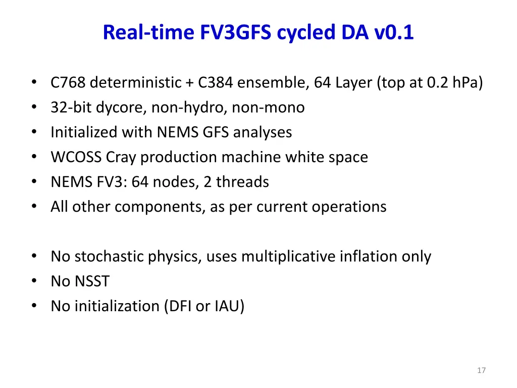 real time fv3gfs cycled da v0 1