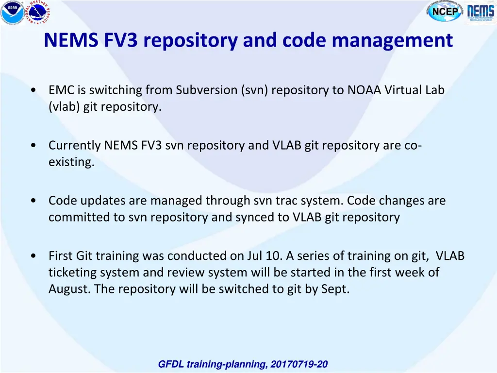 nems fv3 repository and code management