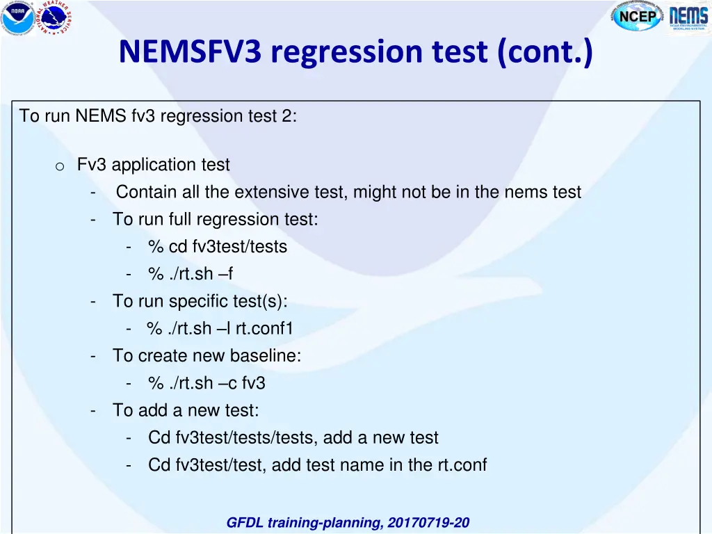 nemsfv3 regression test cont 1