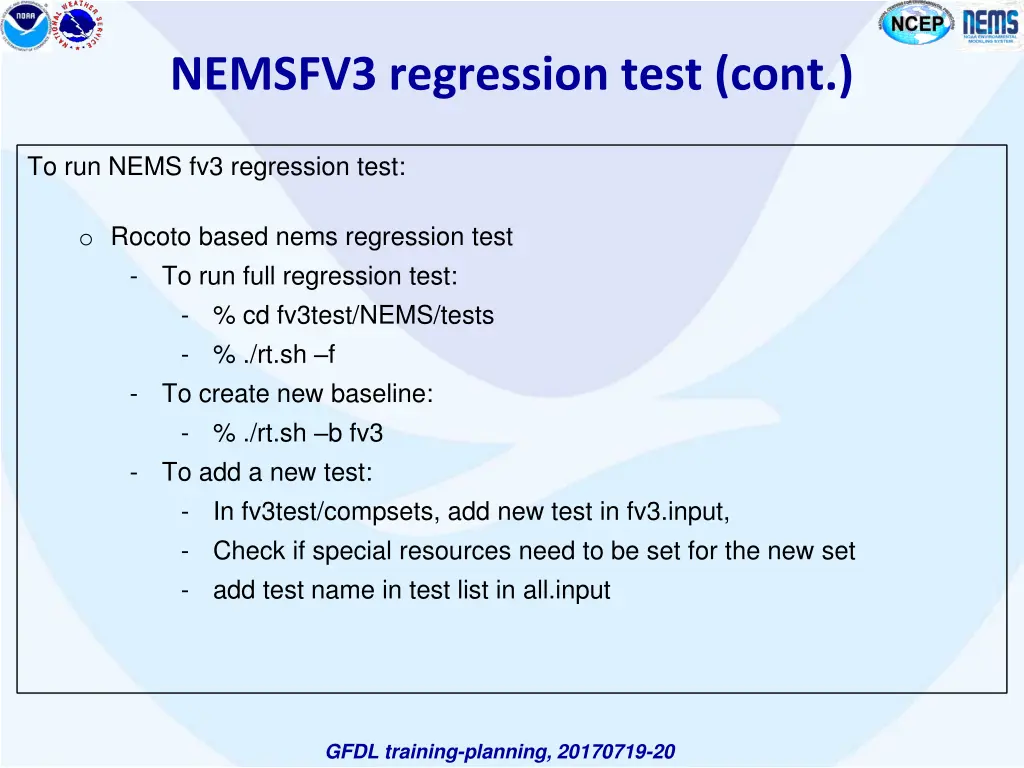 nemsfv3 regression test cont