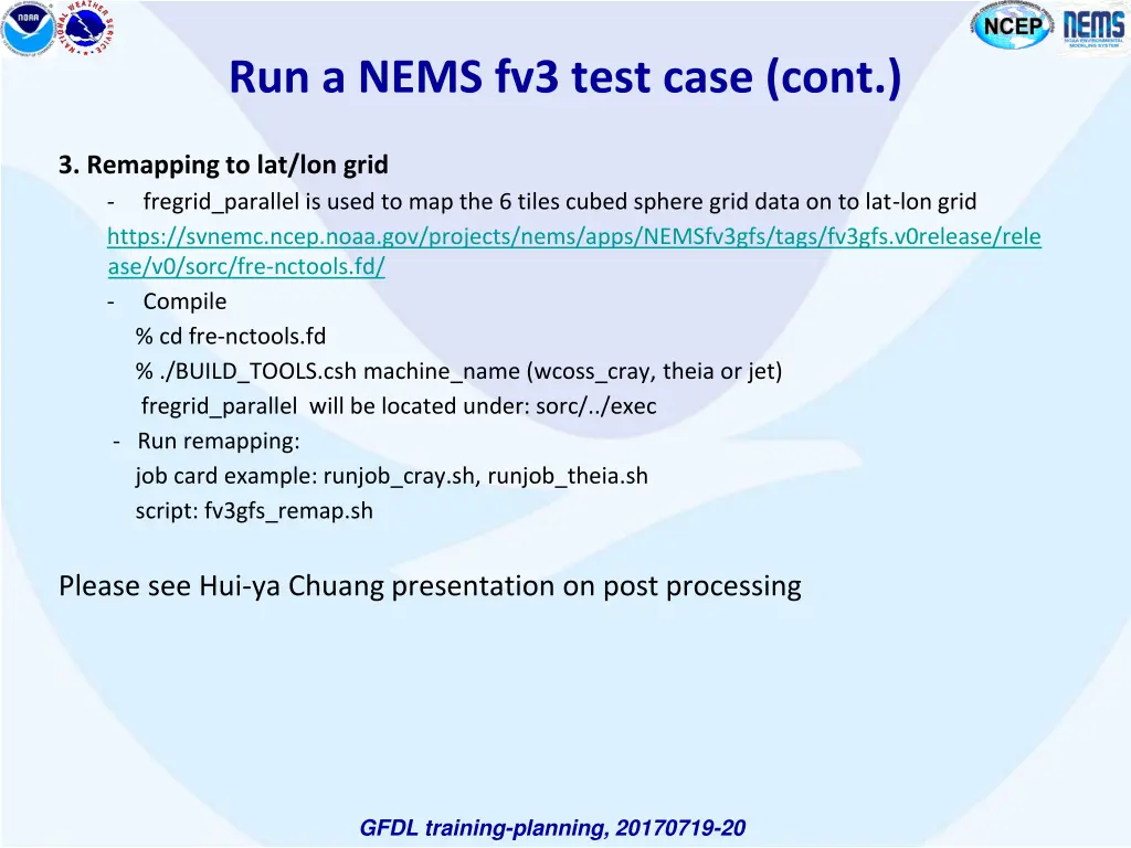 run a nems fv3 test case cont