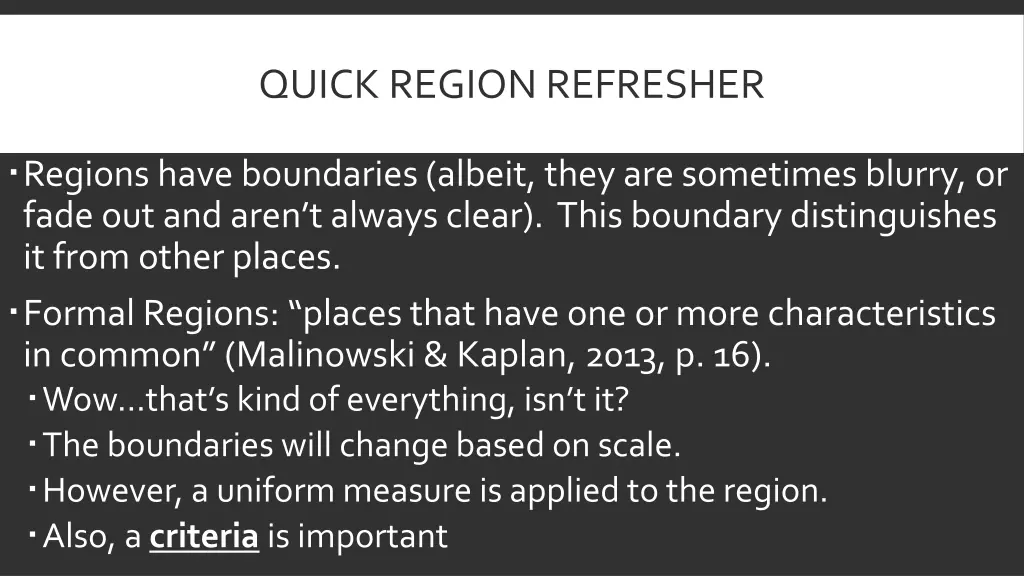 quick region refresher