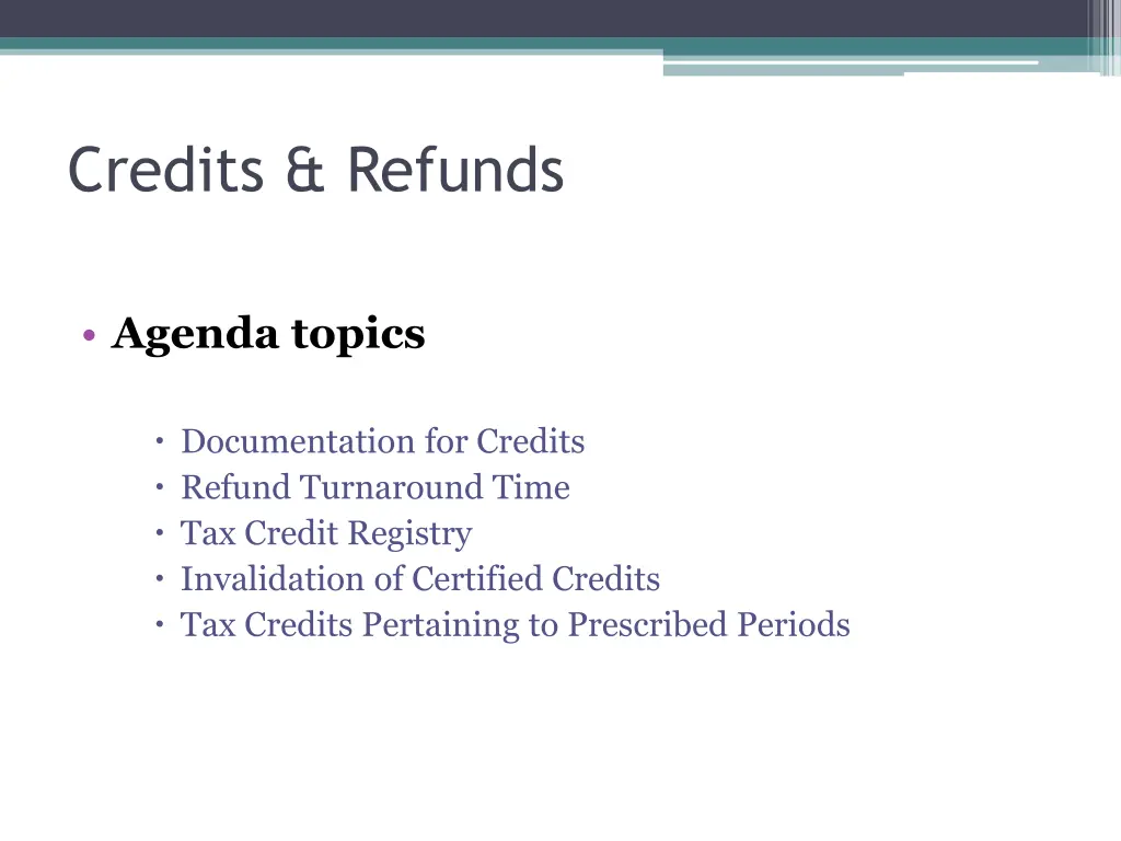 credits refunds