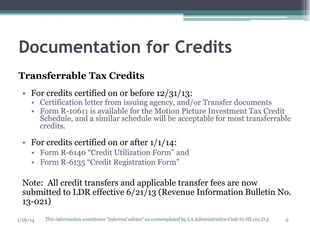 documentation for credits 3