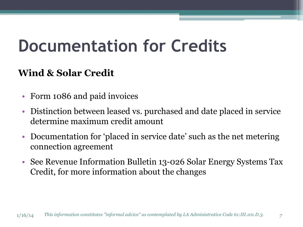 documentation for credits 4