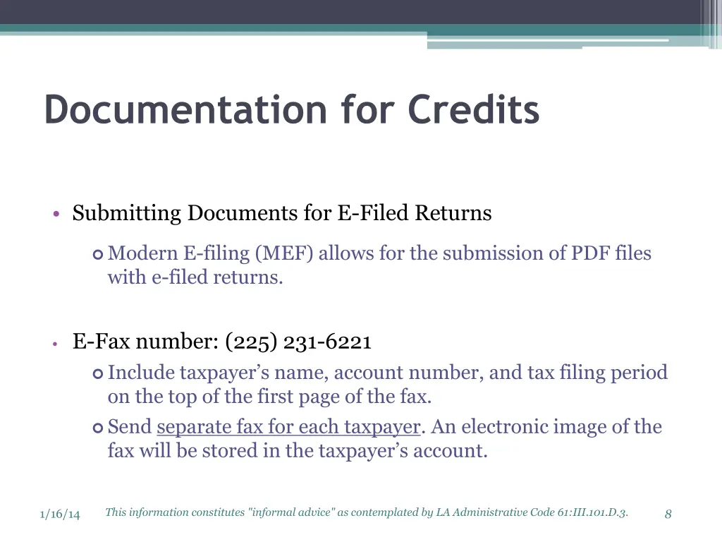 documentation for credits 5