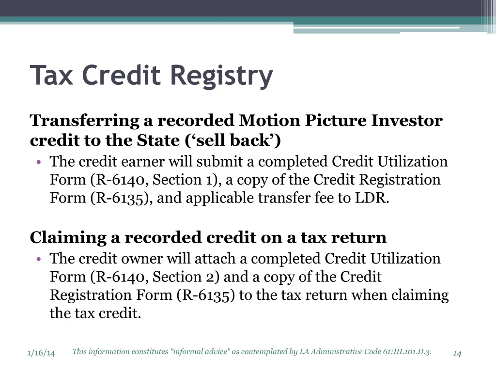 tax credit registry 1