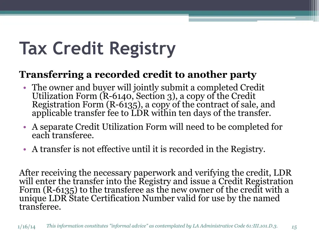 tax credit registry 2