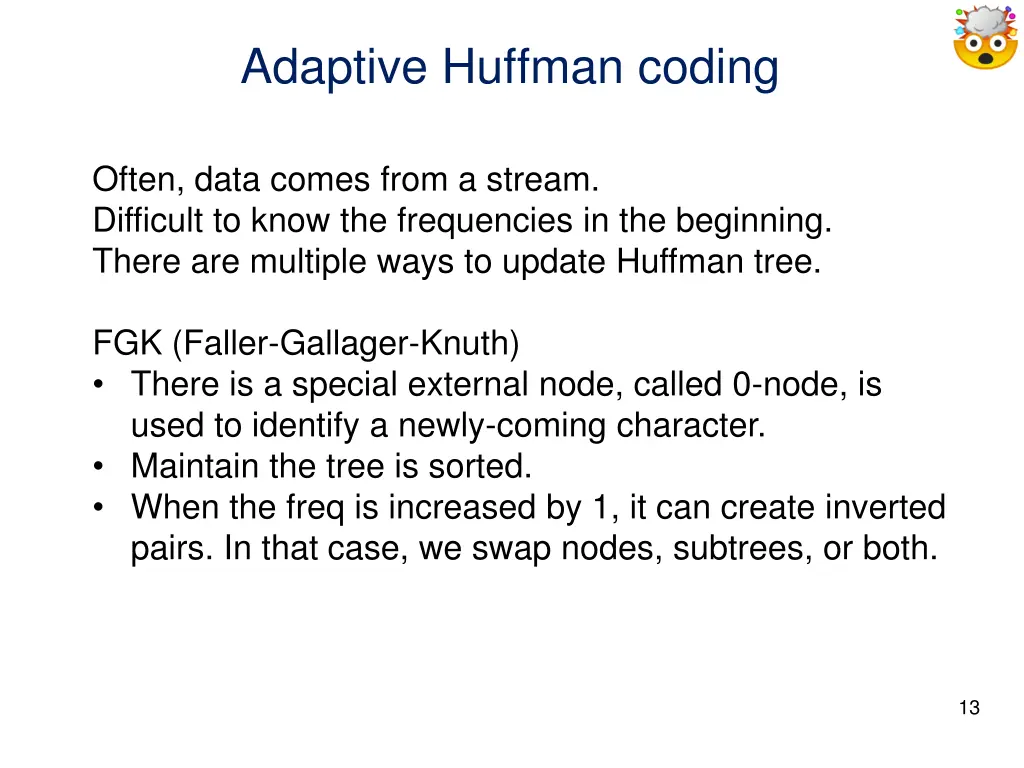 adaptive huffman coding