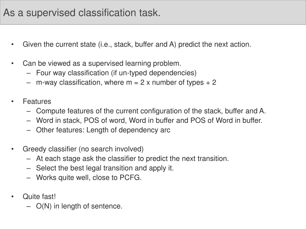 as a supervised classification task