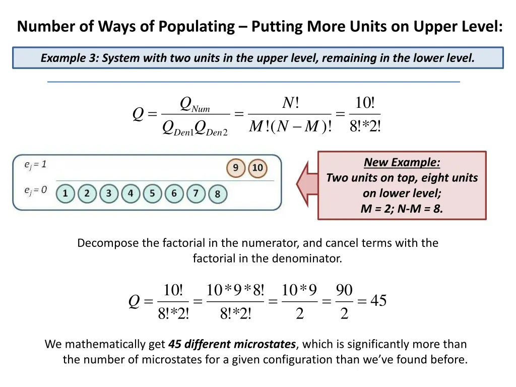 number of ways of populating putting more units