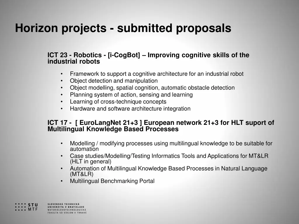 horizon projects submitted proposals