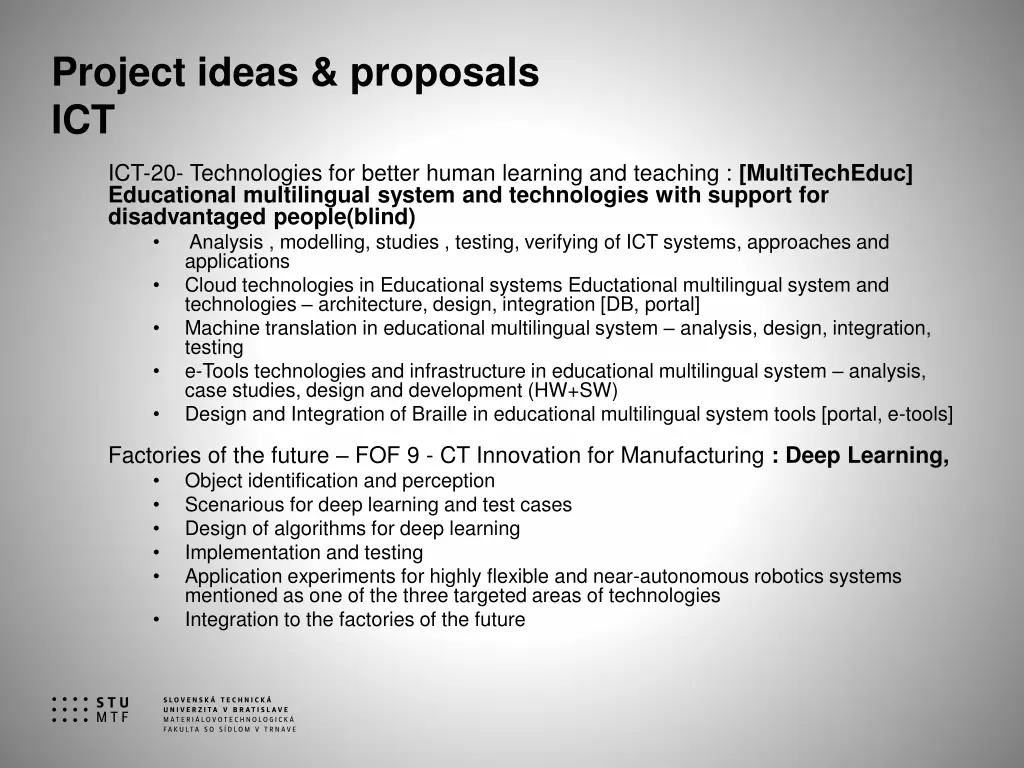 project ideas proposals ict