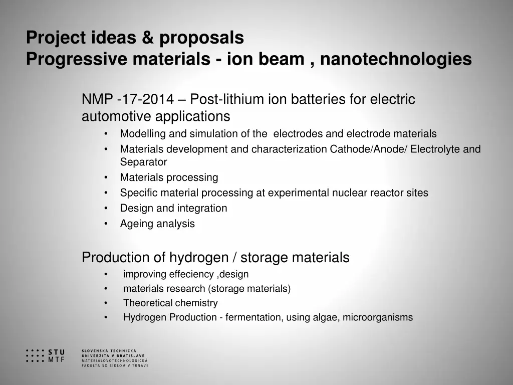 project ideas proposals progressive materials