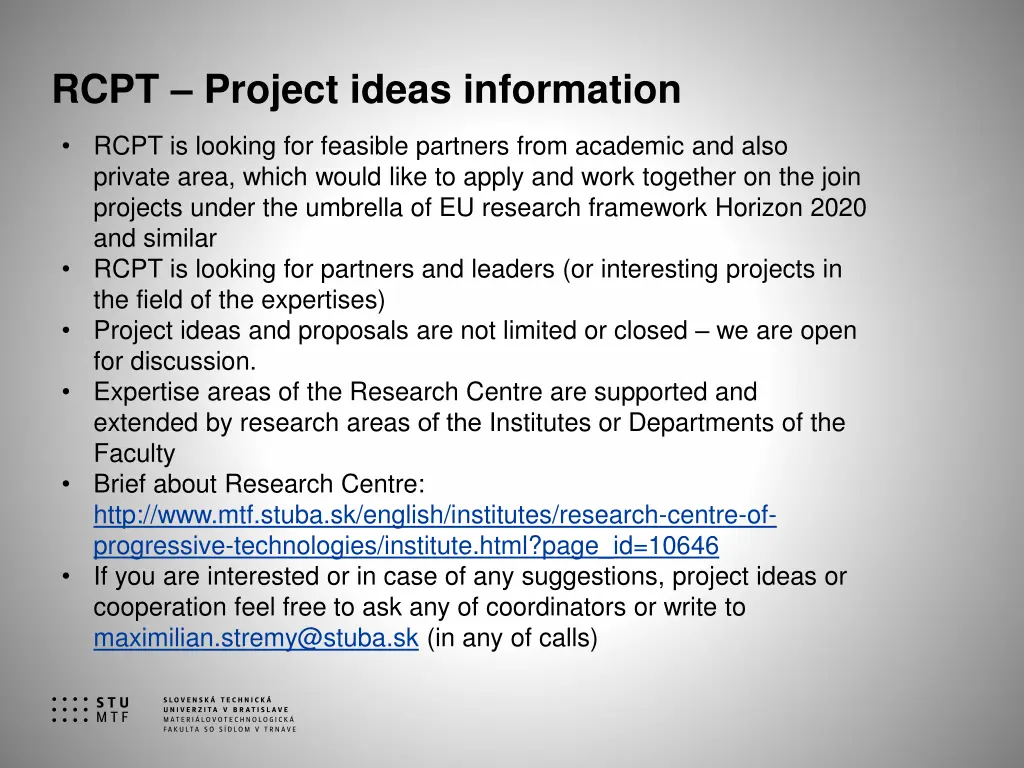 rcpt project ideas information