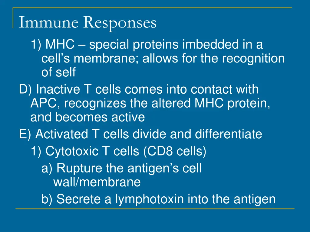 immune responses 1 mhc special proteins imbedded