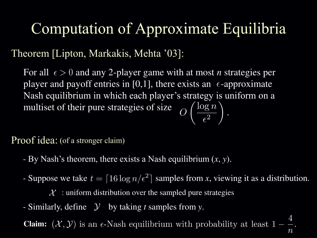 computation of approximate equilibria