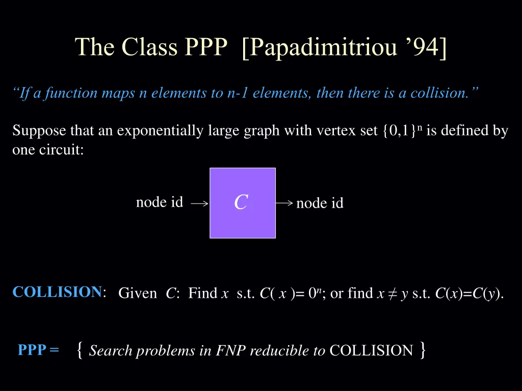 the class ppp papadimitriou 94