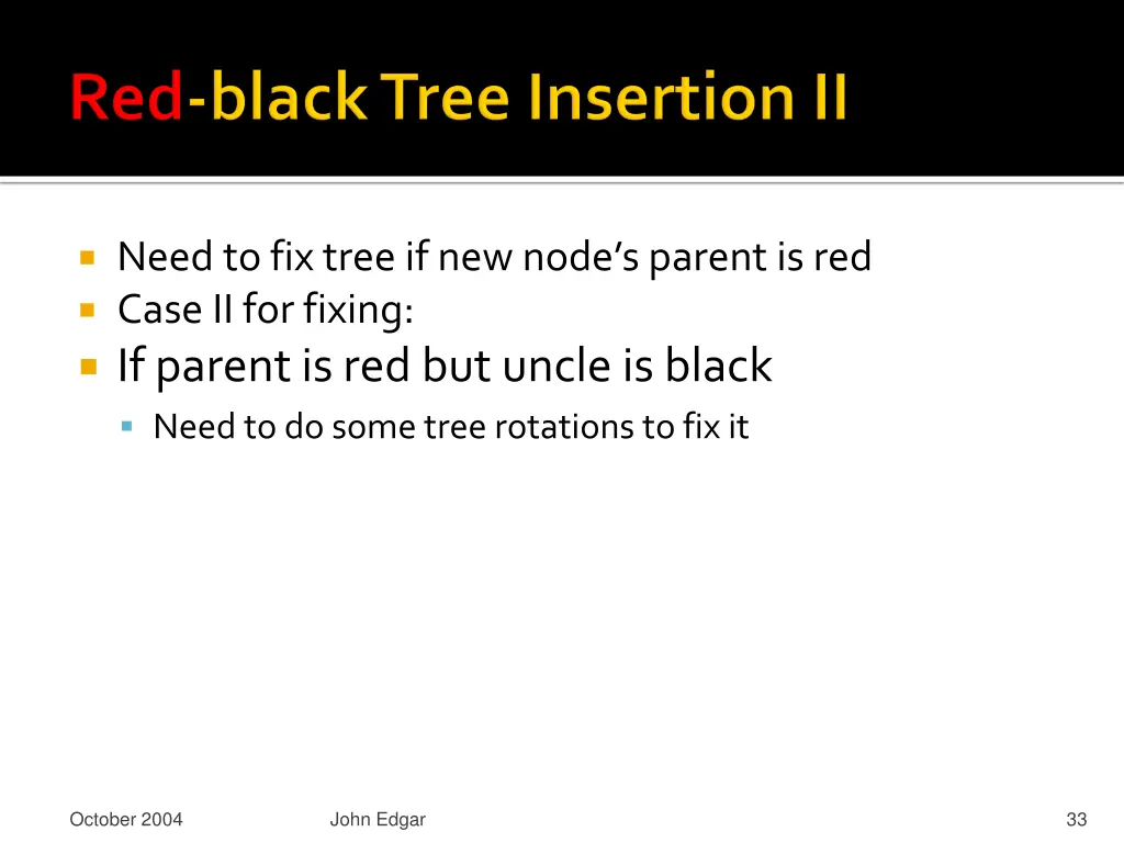 need to fix tree if new node s parent is red case 1