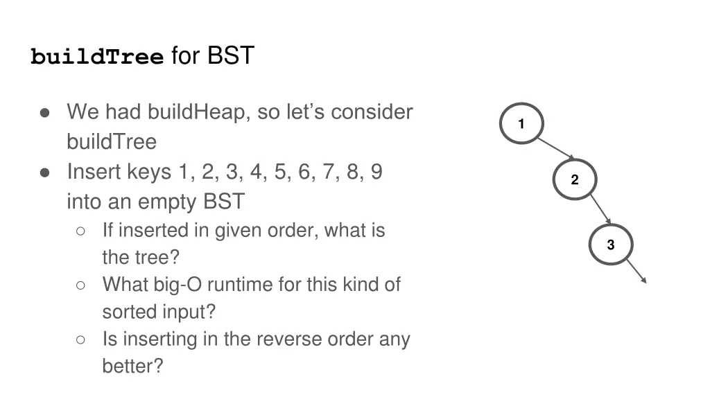 buildtree for bst