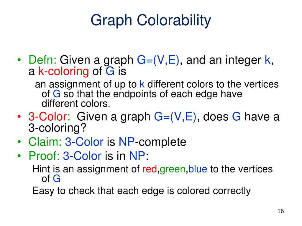graph colorability