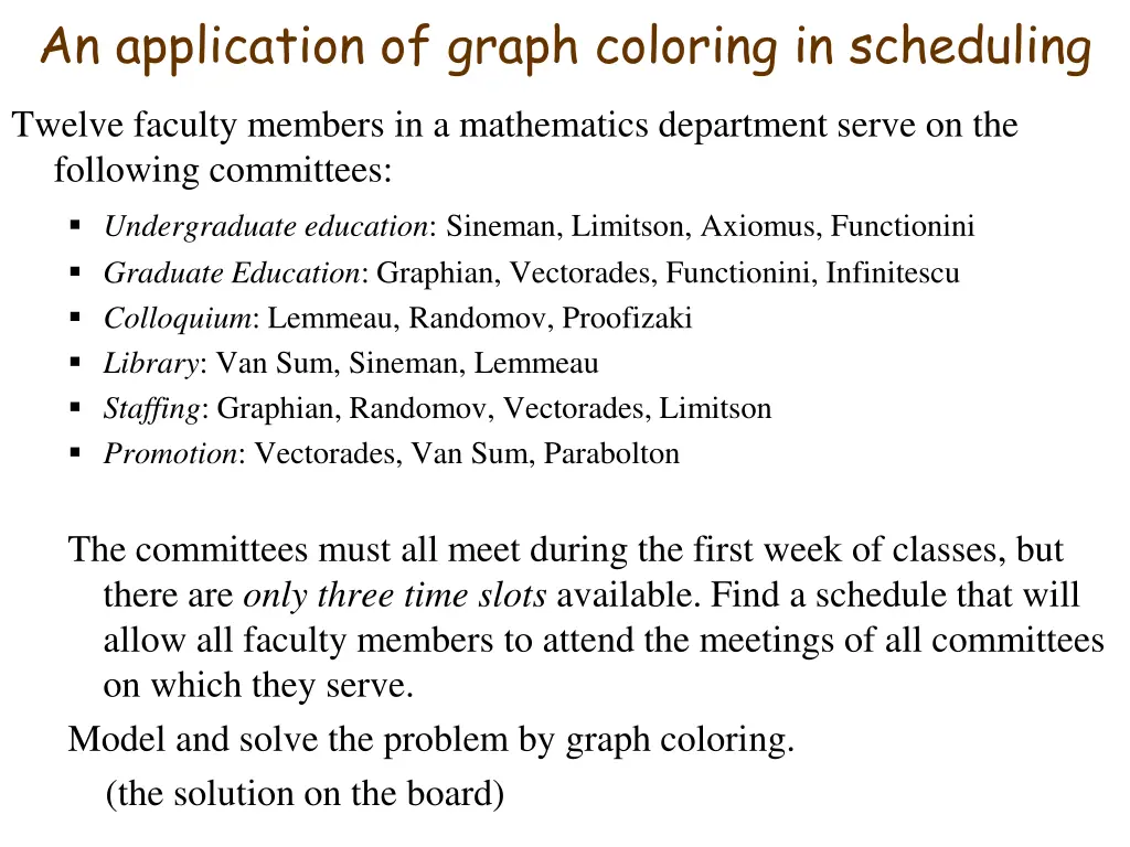 an application of graph coloring in scheduling