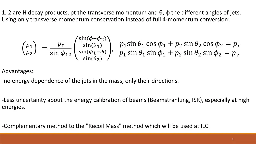 1 2 are h decay products pt the transverse