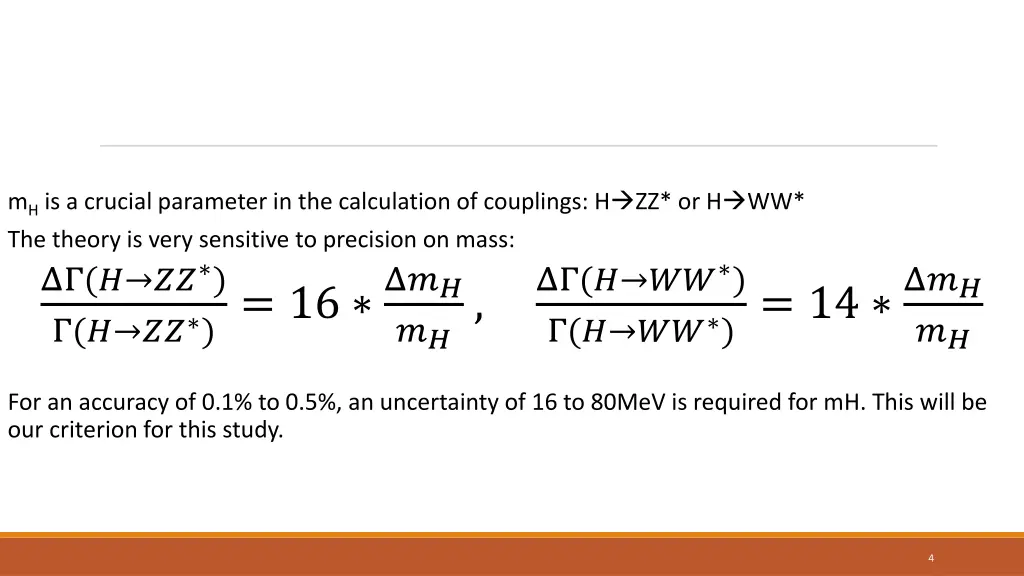 m h is a crucial parameter in the calculation